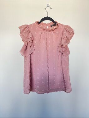 SHEIN Dusty Rose Textured Dot Blouse